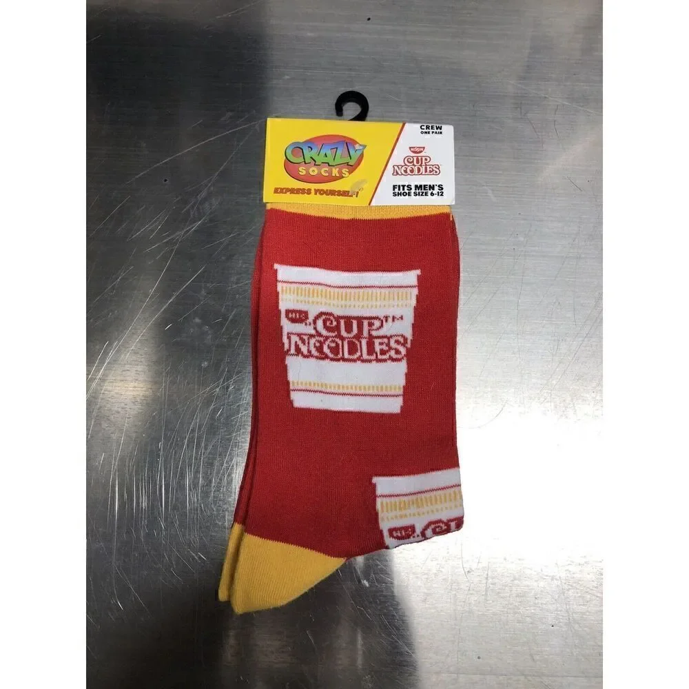 New Mens Size 6-12 Crazy Socks Nissin Cup Noodles Crew One Pair
